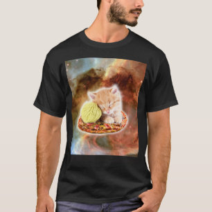 Melkweg Kitty Kat Rijdt Pizza In De Ruimte T-shirt