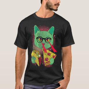 Melkweg Laser Kat Ruimte Pizza Bril Lazer Ogen T-shirt