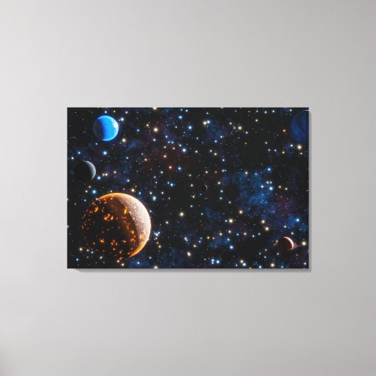 Melkweg met sterren en planeten canvas afdruk (Voorkant)