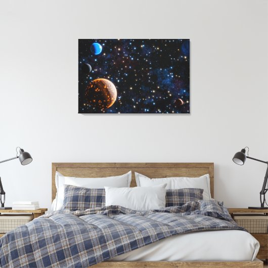 Melkweg met sterren en planeten canvas afdruk (Insitu (Slaapkamer))