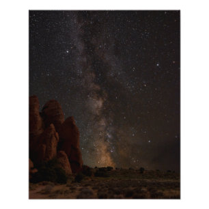 Melkweg over de vinnen in Arches National Park Foto Afdruk