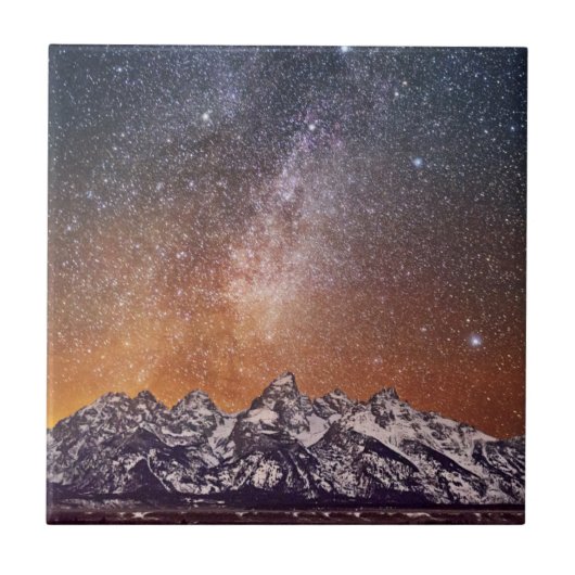 Melkweg over Grand Teton Tegeltje (Voorkant)