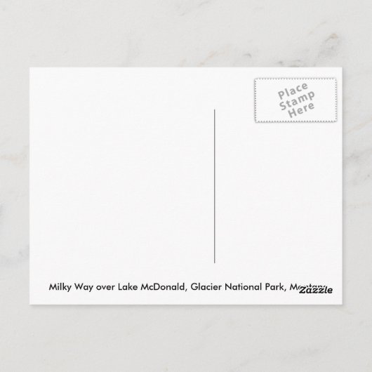Melkweg over het McDonald-meer, Glacier NP Briefkaart (Achterkant)