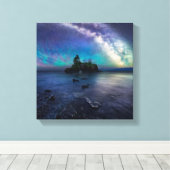 Melkweg over Hollow Rock Canvas Afdruk (Insitu (Houten vloer))