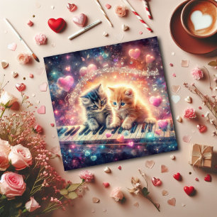 Melkweg Pastel Harten Muziek Kittens Valentijn Feestdagenkaart