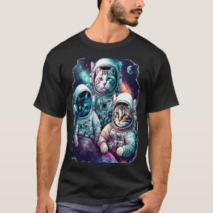 Melkweg schattige kat astronaut ruimtewetenschap v t-shirt