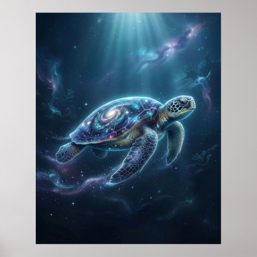Melkweg Schildpad Kosmische Oceaan Poster (Voorkant)
