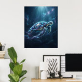 Melkweg Schildpad Kosmische Oceaan Poster (Thuiskantoor)