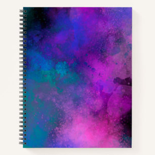Melkweg Verfspat-effect blauw groen roze Notitieboek