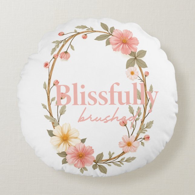 Mellow Blooms Rond Kussen (Voorkant)