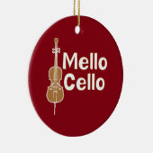 Mellow cello witte tekst keramisch ornament (Rechts)