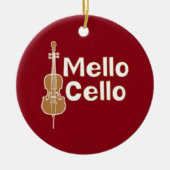 Mellow cello witte tekst keramisch ornament (Voorkant)