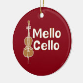 Mellow cello witte tekst keramisch ornament (Links)