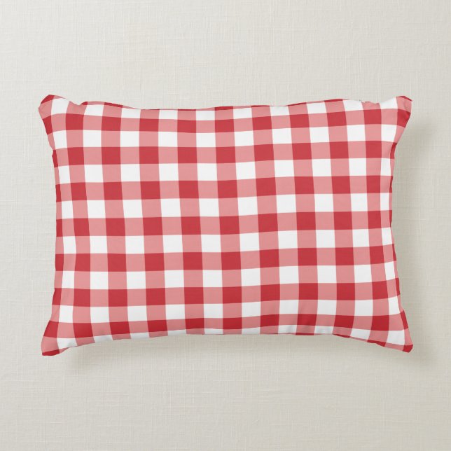 Mellow Classic Gingham - rood wit geruit. Accent Kussen (Voorkant)