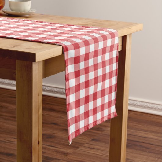 Mellow Classic Gingham - rood wit geruit. Medium Tafelloper (Voorbeeld)