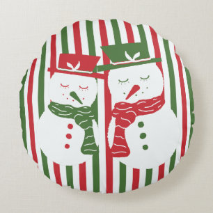 Mellow Sneeuwmannen - sneeuwman + vrolijk kerstfee Rond Kussen