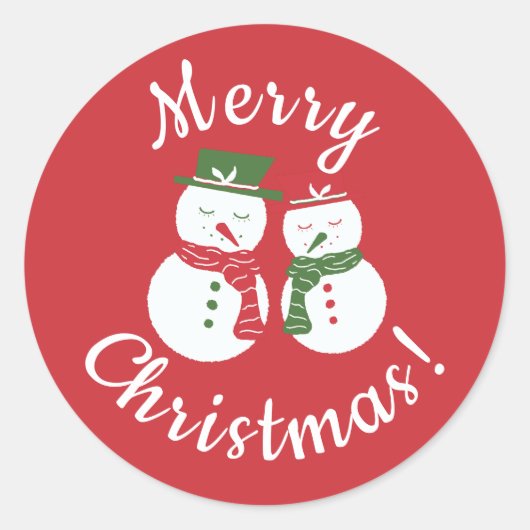 Mellow Snowmen - Xmas red and green custom no rim. Ronde Sticker (Voorkant)