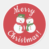 Mellow Snowmen - Xmas red and green custom + rim. Ronde Sticker (Voorkant)