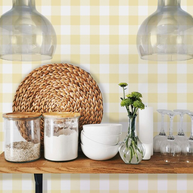 Mellow Yellow Vichy Gingham Patroon Behang (Creator heeft geüpload)