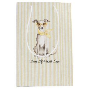 Mellow Yellow Witte Strepen Verjaardag Medium Cadeauzakje