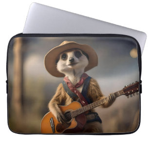Melodieën van de Savanna A Meerkat Gitaar Serenade Laptop Sleeve