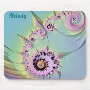 ~ MELODY ~ Gepersonaliseerd 3D pastelfractaal ontw Muismat