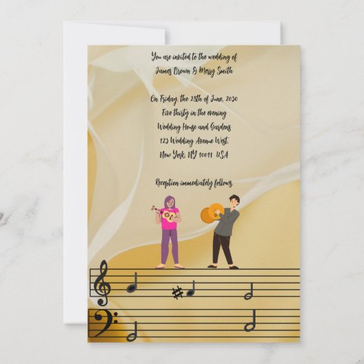 Melody of Us bruiloft Kaart (Achterkant)