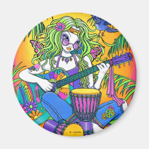 "Melody" Rainbow Guitar Hippie Fairy Magnet Magneet