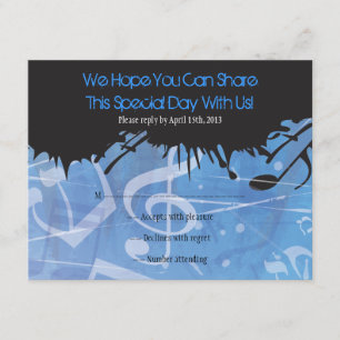 MELODY van de TORAH Bar Bat Mitzvah Reply Card RSVP Kaartje