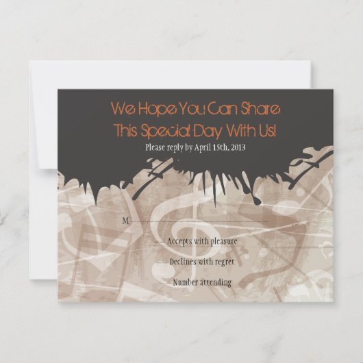 MELODY van de TORAH Bar Bat Mitzvah Reply Card RSVP Kaartje (Voorkant)