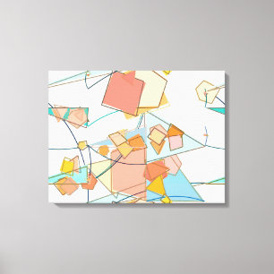 Meloen, roze en aqua abstract canvas afdruk