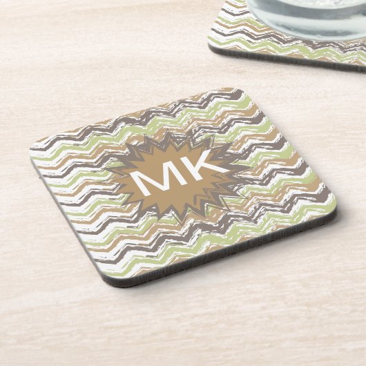 Melon Brandy Scribble ZigZag Pattern Bier Onderzetter (Linkerzijde)