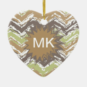 Melon Brandy Scribble ZigZag Pattern Keramisch Ornament