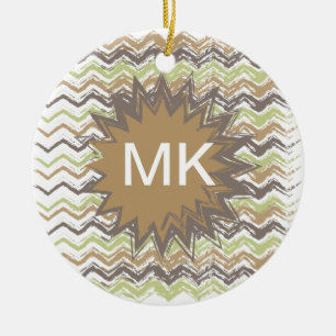 Melon Brandy Scribble ZigZag Pattern Keramisch Ornament