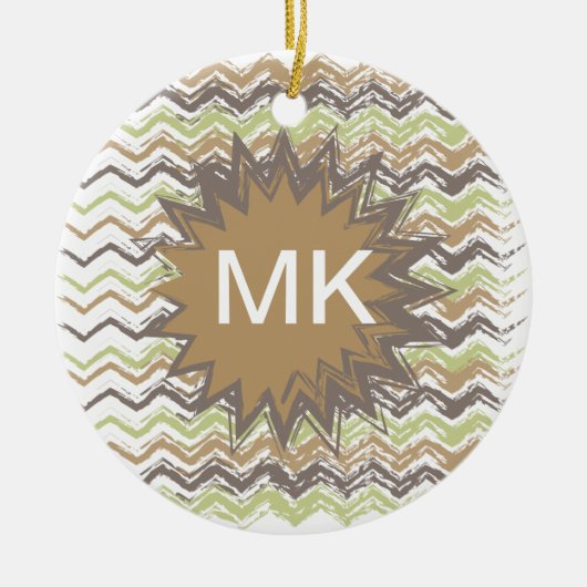 Melon Brandy Scribble ZigZag Pattern Keramisch Ornament (Voorkant)