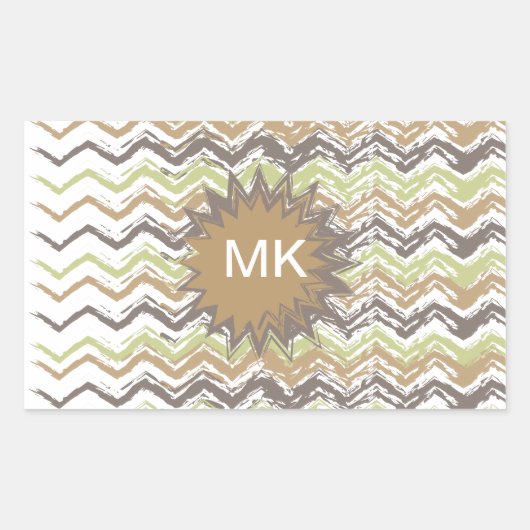 Melon Brandy Scribble ZigZag Pattern Rechthoekige Sticker (Voorkant)