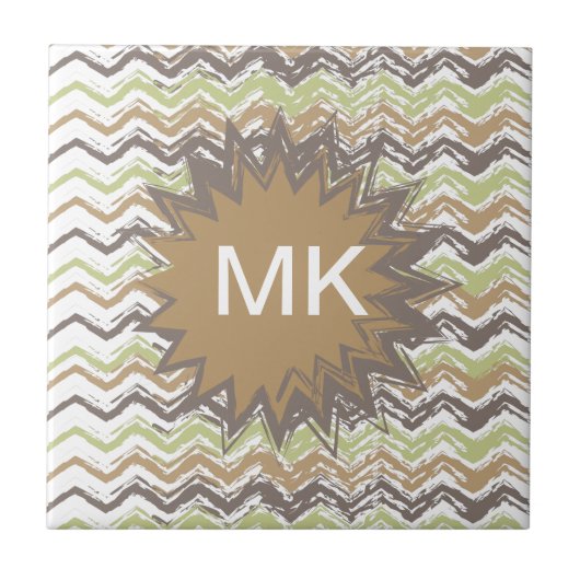 Melon Brandy Scribble ZigZag Pattern Tegeltje (Voorkant)