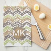 Melon Brandy Scribble ZigZag Pattern Theedoek (Quarter Fold)