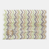 Melon Brandy Scribble ZigZag Pattern Theedoek (Horizontaal)