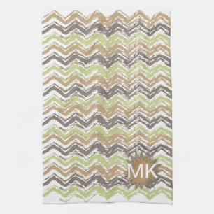 Melon Brandy Scribble ZigZag Pattern Theedoek