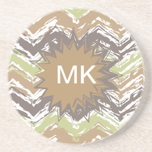 Melon Brandy Scribble ZigZag Pattern Zandsteen Onderzetter (Voorkant)