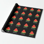 Melon-choly Funny Sad Watermelon Pun Dark BG Cadeaupapier (Uitgerold)