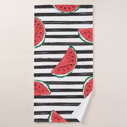 Mélon d'eau Motif transparent rayé (Serviette de bain)