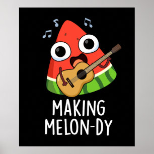 Melon-die Grappige Meloen Grap Donkere Achtergrond Poster