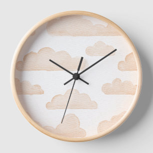 Melon Dreamtime Aquarelle Nuages Horloge murale
