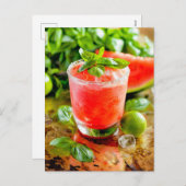 Melon Limoen Cooler – Zomercocktail Feestdagenkaart (Voorkant / Achterkant)