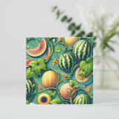 Melon Medley: Een levendige wijngaard patchwork Kaart (Staand voorkant)