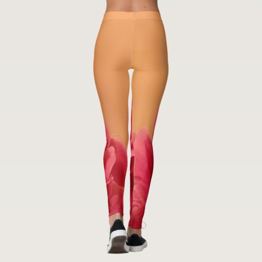 Melon Oranje Hot Pink Floral Leggings (Achterkant)
