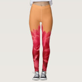 Melon Oranje Hot Pink Floral Leggings (Voorkant)