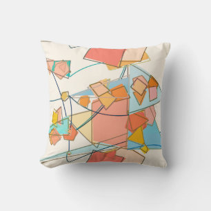 Melon, roze en Aqua Mid-Century Modern Abstract Kussen
